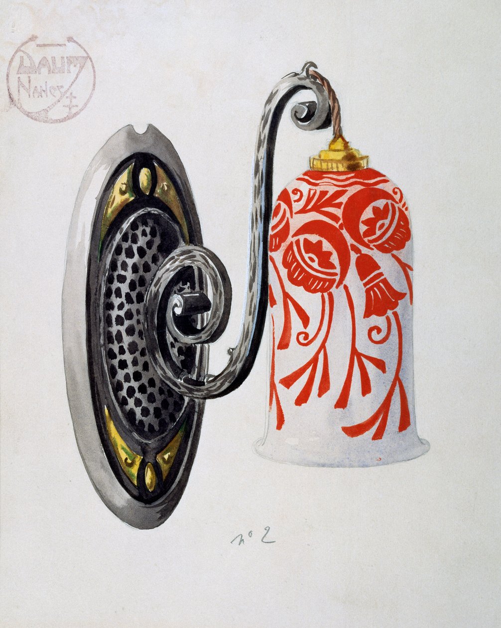 南锡道姆兄弟制造的2号新艺术风格壁灯模型，水粉画，法国，20世纪 作者 道姆·弗雷斯（Daum Freres）