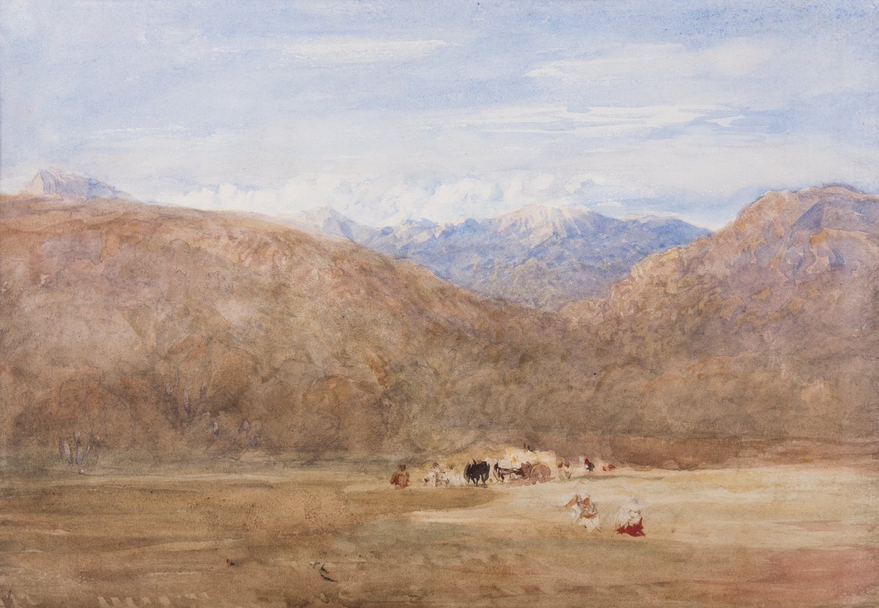 Cader Idris和Mynydd Moel来自Dolwwlan附近的Mawwdach草地，1840年（铅笔和纸上的wc） 作者 大卫·考克斯