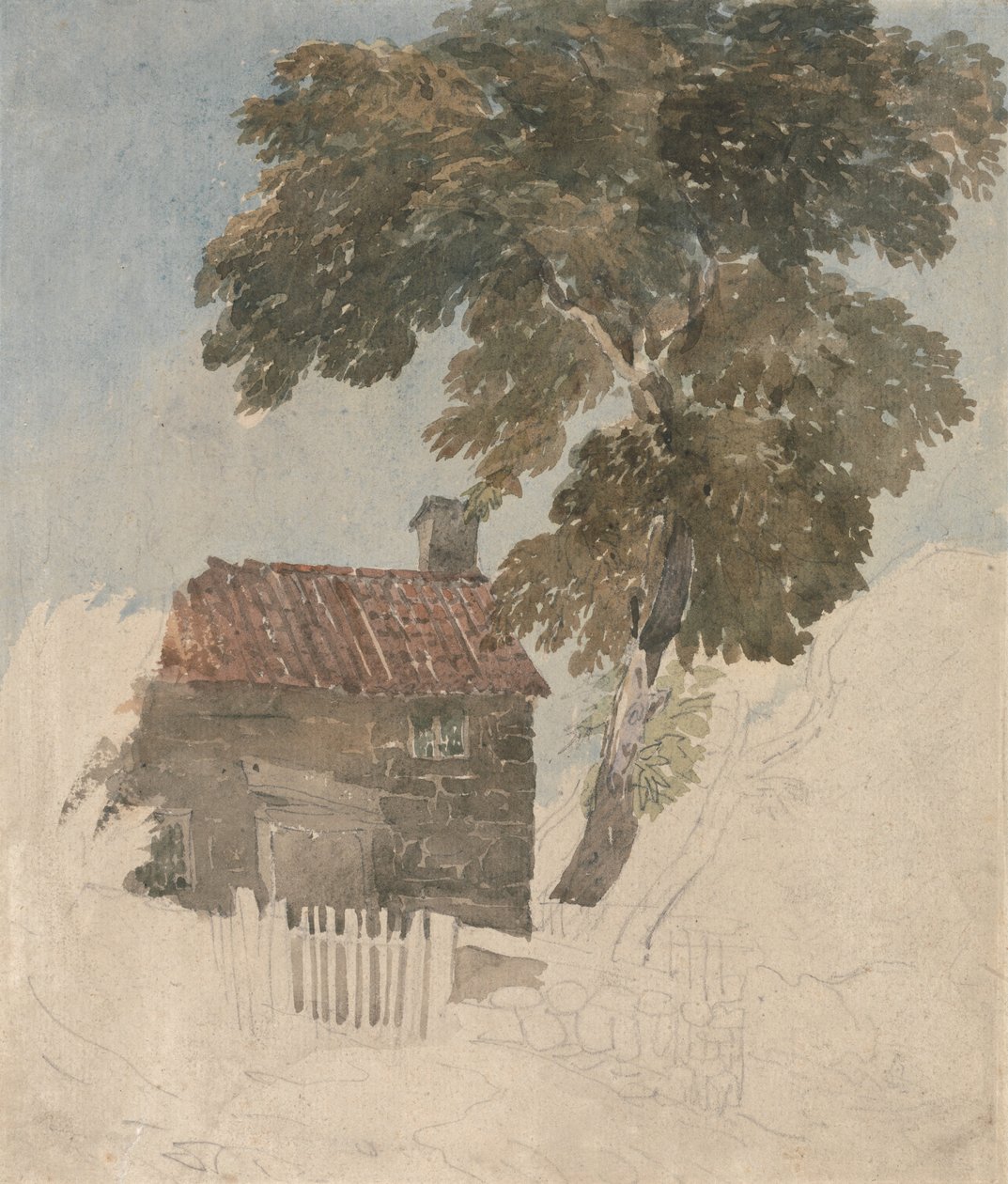 小屋和树木 作者 大卫·考克斯