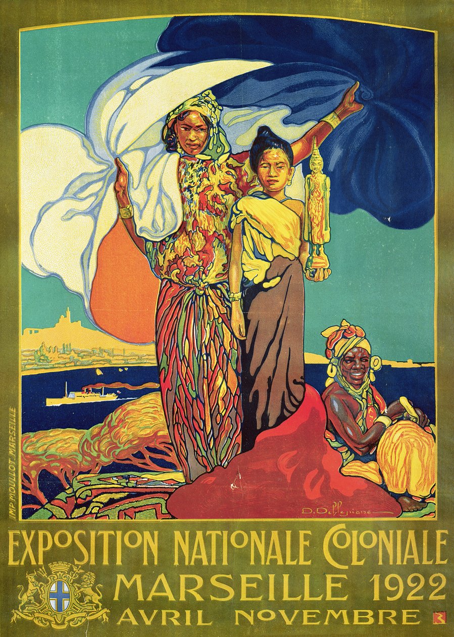 1922年4月至11月在马赛举行的“Exposition Nationale Coloniale”海报广告 作者 戴维·德勒皮安妮