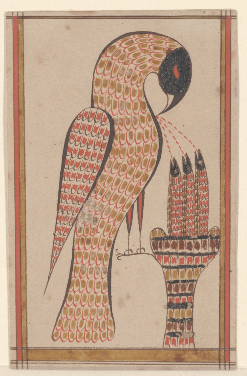 鹈鹕在它的虔诚，Fraktur绘画，c.1810（笔和墨水在纸上的wc） 作者 