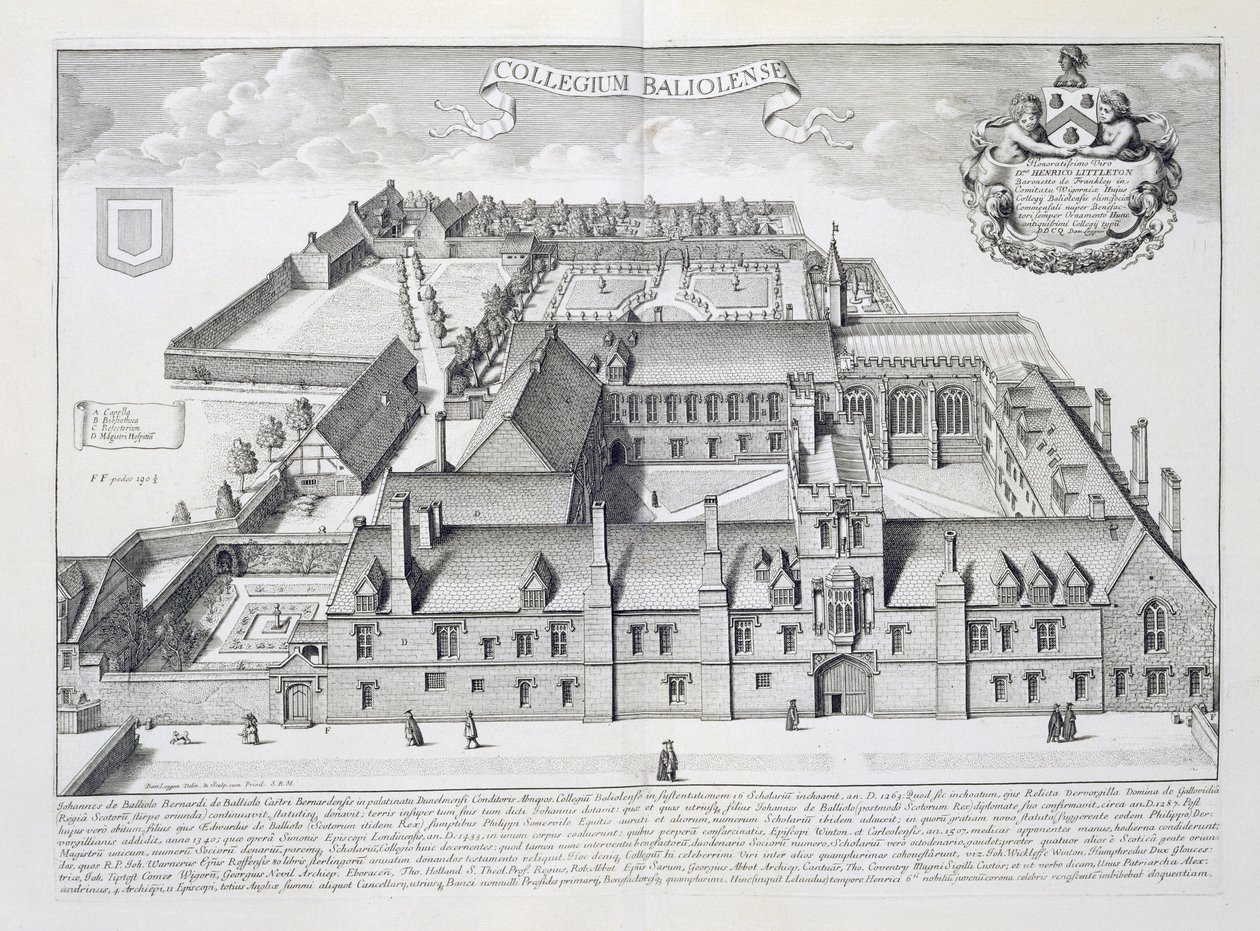 Balliol学院，牛津大学，牛津说明”，1675出版 作者 大卫·洛根（David Loggan）