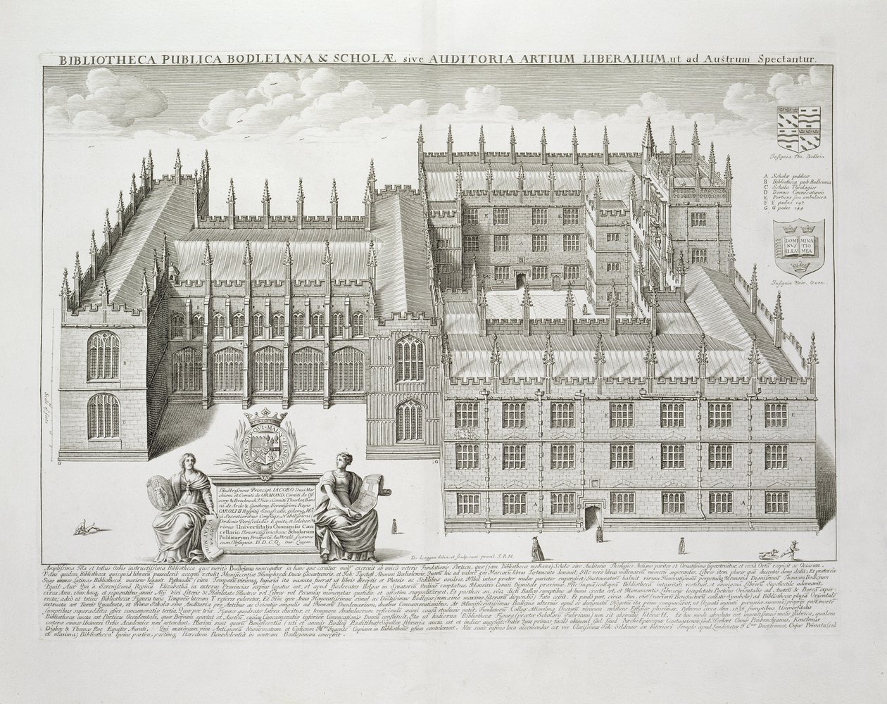 牛津博德利图书馆，来自&39;Oxonia Illustrata&39;，于1675年出版 作者 大卫·洛根（David Loggan）