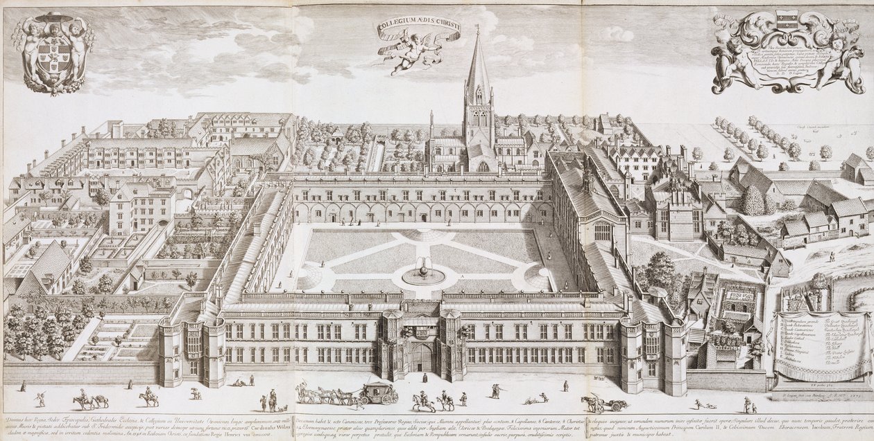 牛津基督教会学院，来自&39;Oxonia Illustrated&39;，于1675年出版 作者 大卫·洛根（David Loggan）