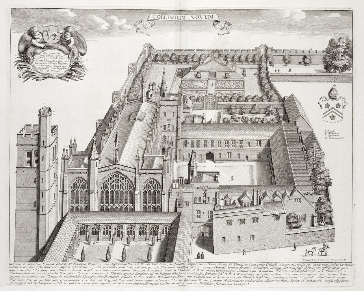 新学院，牛津大学，牛津说明”，1675出版 作者 大卫·洛根（David Loggan）