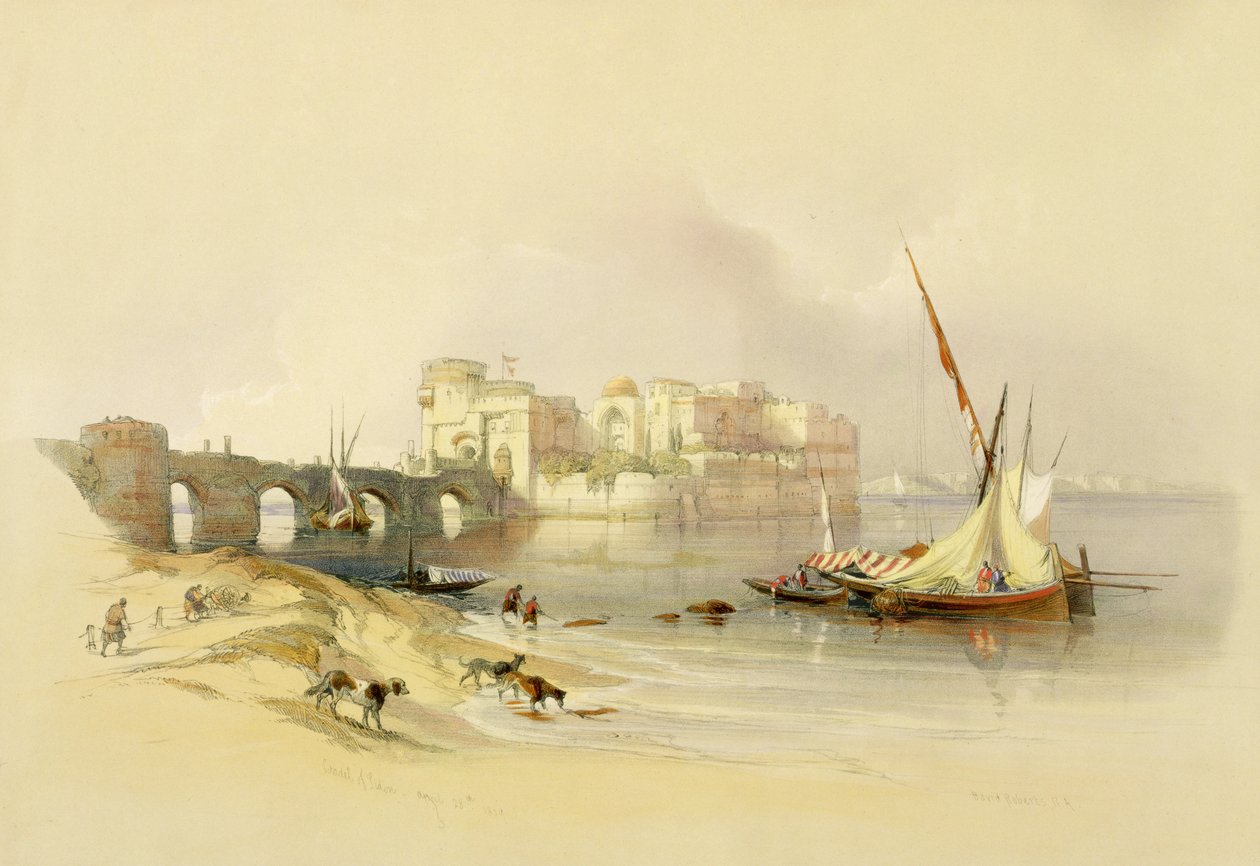 1839年4月28日西顿城堡，“圣地”第二卷第76页，由Louis Haghe（1806-85）酒吧刻。 1843 作者 大卫·罗伯茨