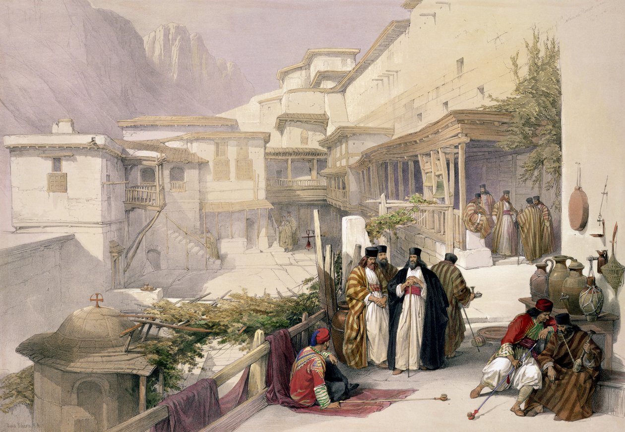 1839年2月17日，西奈山圣凯瑟琳修道院，“圣地”第三卷第120页，由Louis Haghe（1806-85）酒吧刻。 1849年 作者 大卫·罗伯茨