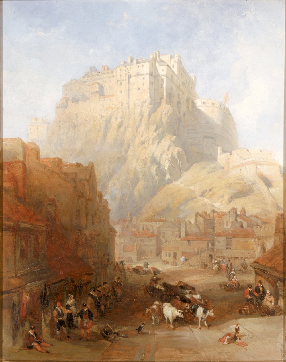 爱尔兰城堡从Grassmarket，1837年 作者 大卫·罗伯茨