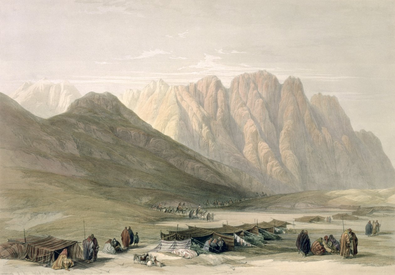 1839年2月18日，西奈山Aulad-Said的营地，位于“圣地”第三卷的110号板块，由Louis Haghe（1806-85）酒吧刻。 1849年 作者 大卫·罗伯茨