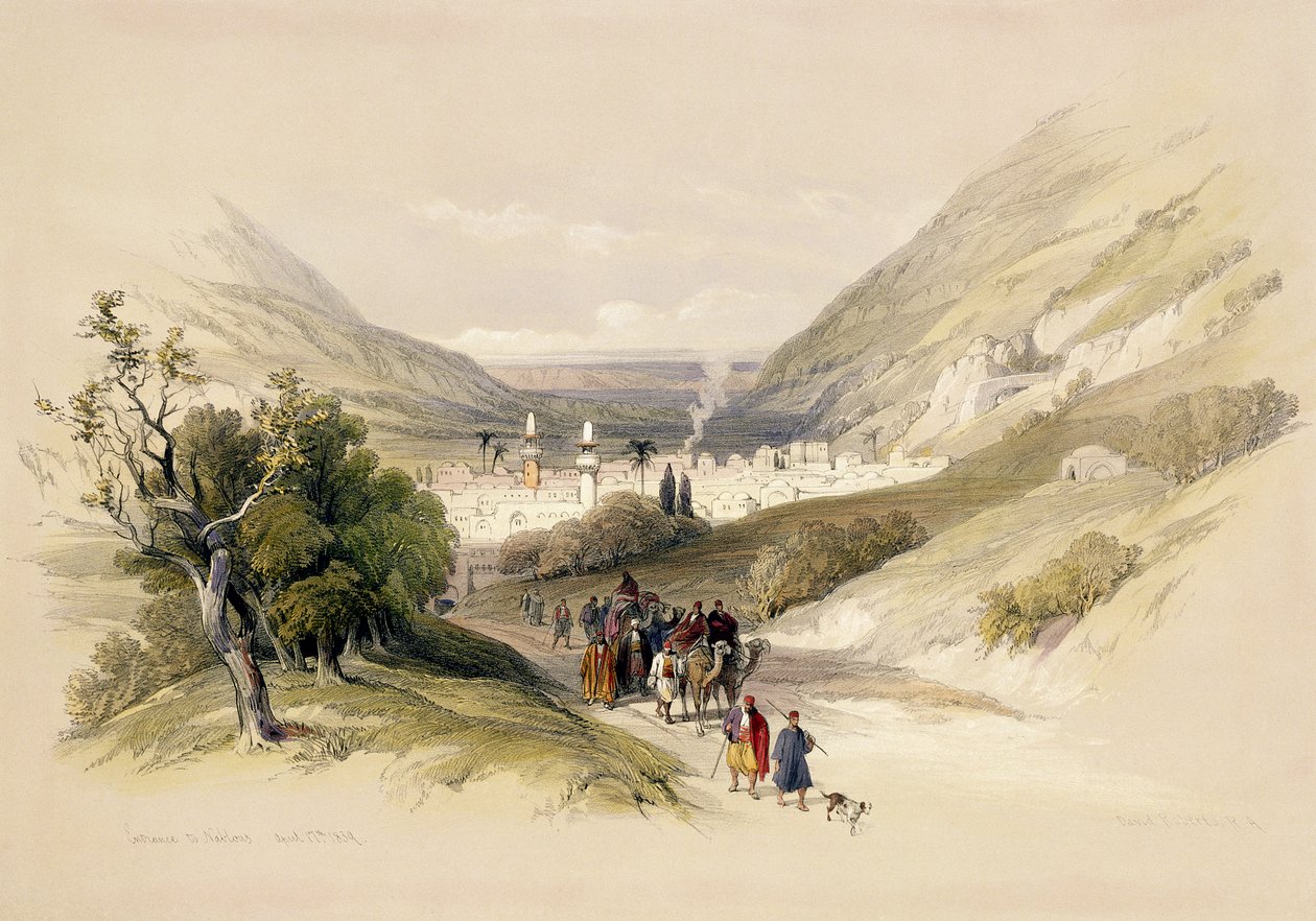入口于1839年4月17日的Nablous，来自“圣地”第一卷的第41页，由Louis Haghe（1806-85）酒吧刻。 1842 作者 大卫·罗伯茨