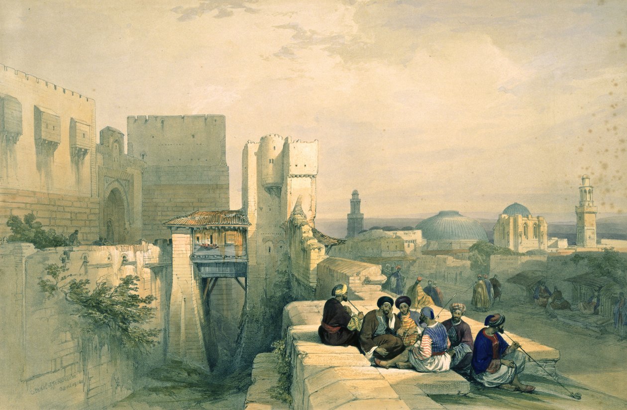 耶路撒冷城堡，1841年4月19日，从“圣地”第一卷第24页，由Louis Haghe（1806-85）酒吧刻。 1842 作者 大卫·罗伯茨