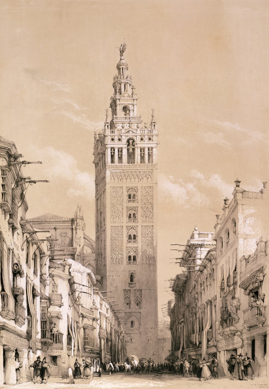 塞维利亚的吉拉达，来自“西班牙风景如画的草图”，第1832-33页 作者 大卫·罗伯茨