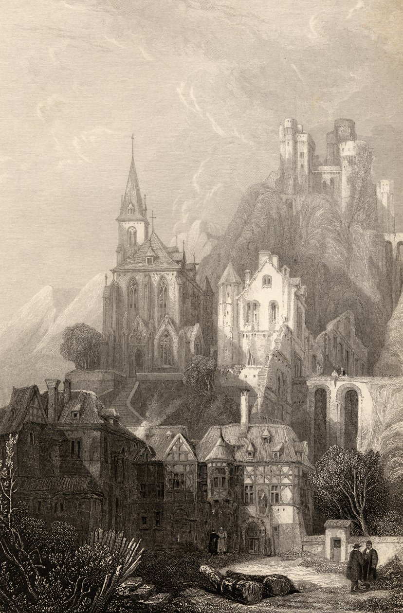 Trarbach，由EI Roberts雕刻，1840年出版的“莱茵河朝圣者”的插图 作者 大卫·罗伯茨