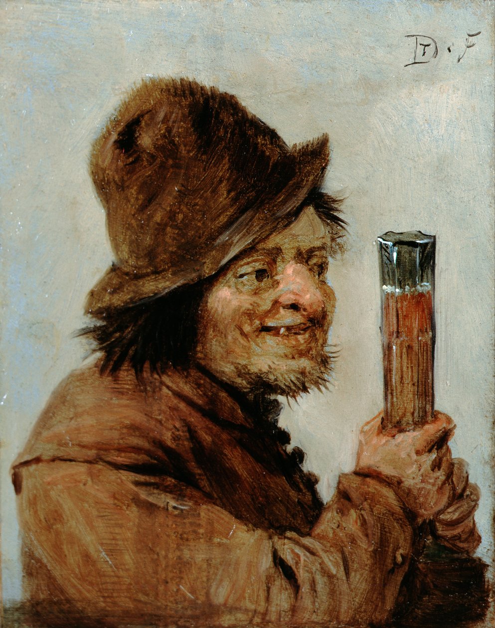 拿着玻璃的农民 作者 大卫·特尼尔斯（David Teniers）