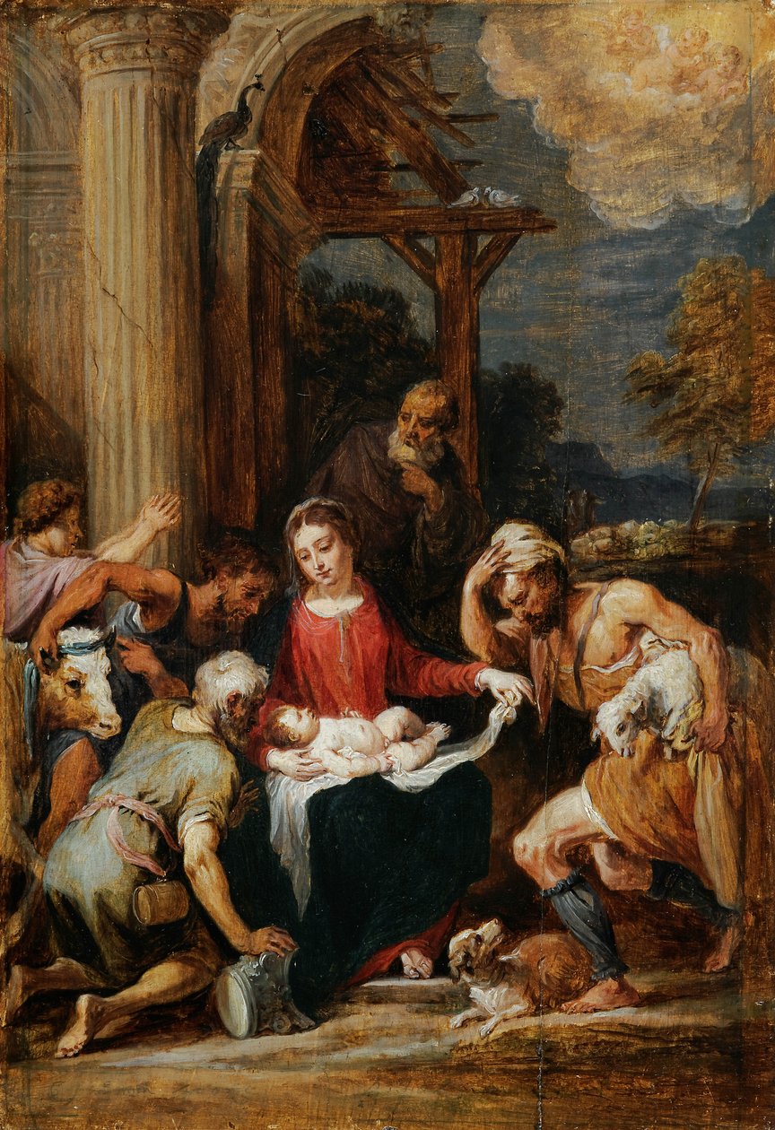 在Andrea Schiavone之后对牧羊人的崇拜 作者 大卫·特尼尔斯（David Teniers）