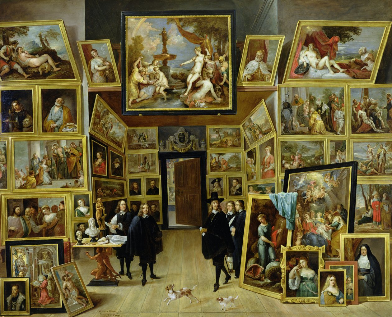 大公Leopold Wilhelm（1614-61）在他的画廊，c.1647（铜上油） 作者 大卫·特尼尔斯（David Teniers）
