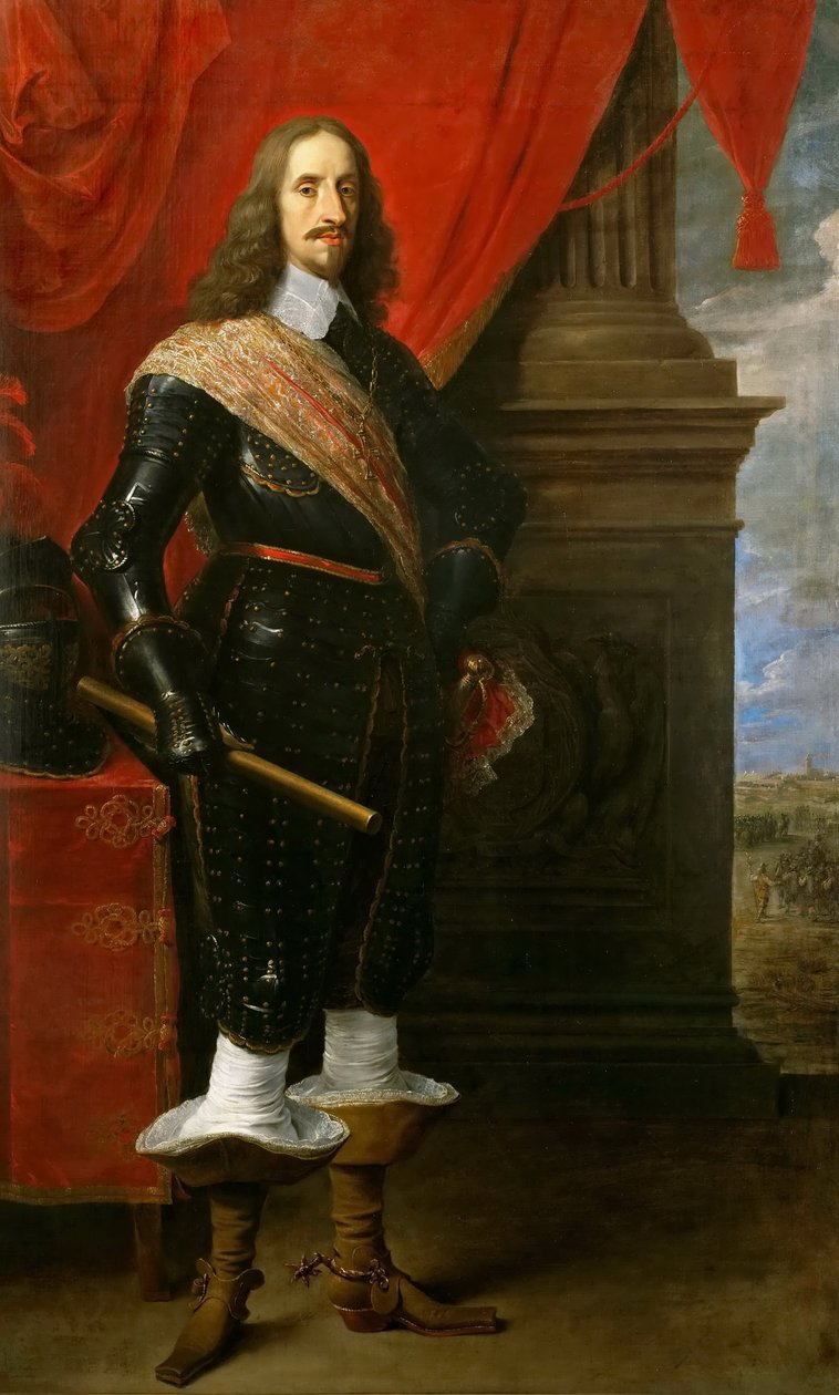 大公Leopold Wilhelm，背景中的Gravelingen围困 作者 大卫·特尼尔斯（David Teniers）