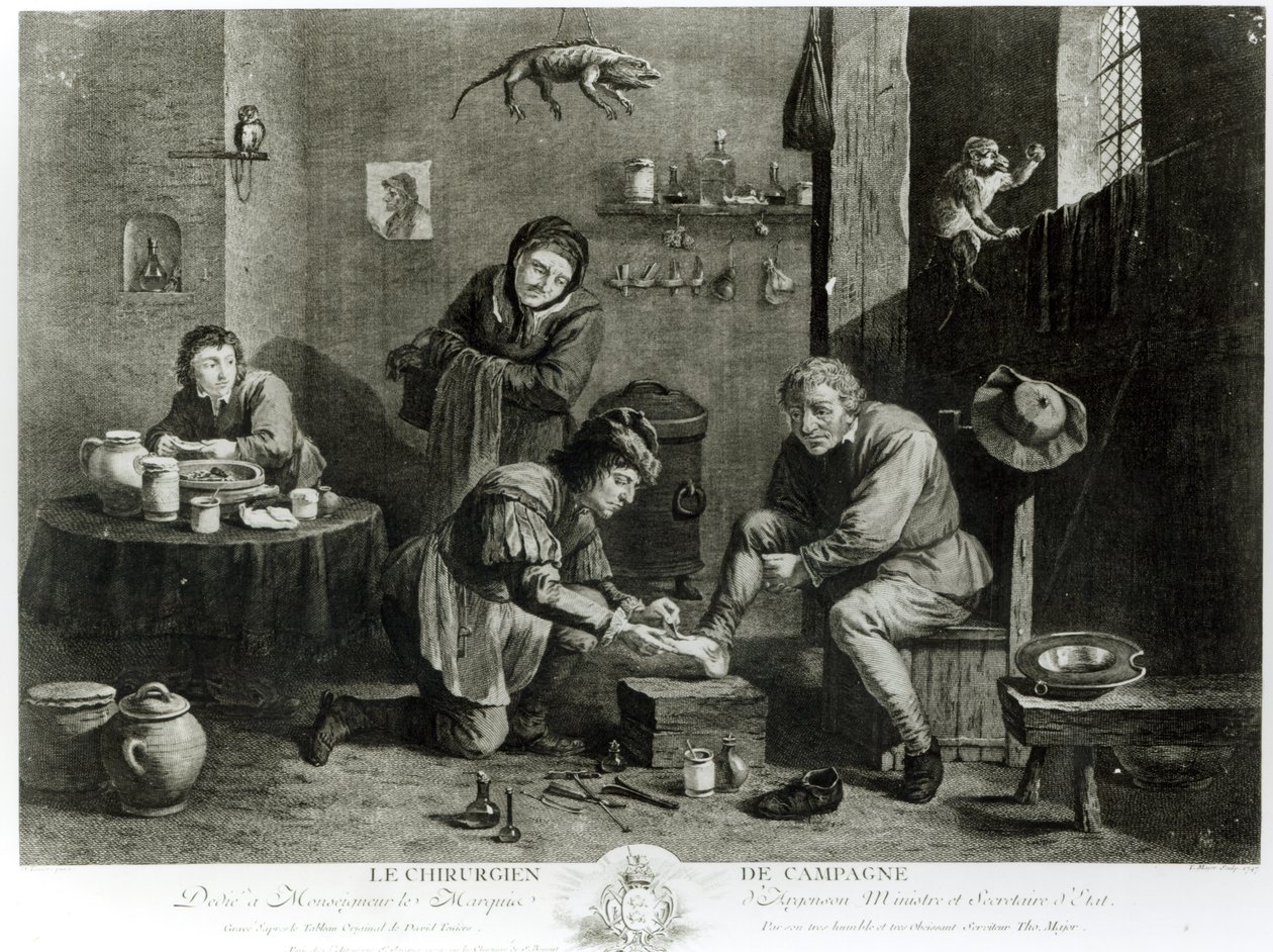 乡村外科医生，由Thomas Major（1714-99）1747年雕刻 作者 大卫·特尼尔斯（David Teniers）