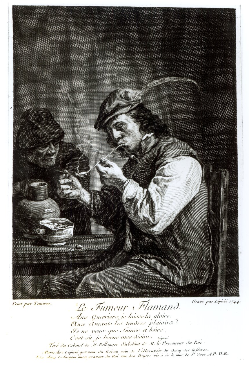 佛兰芒吸烟者，由Francois Bernard Lepicie（1698-1755）雕刻，1744年 作者 大卫·特尼尔斯（David Teniers）