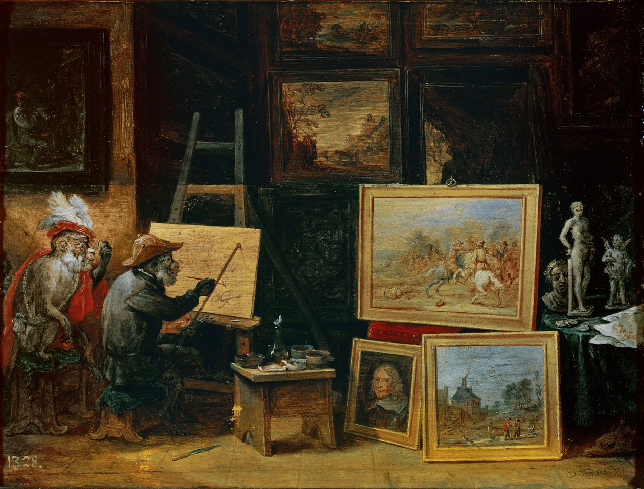 猴子画家，1805年（铜上油） 作者 大卫·特尼尔斯（David Teniers）