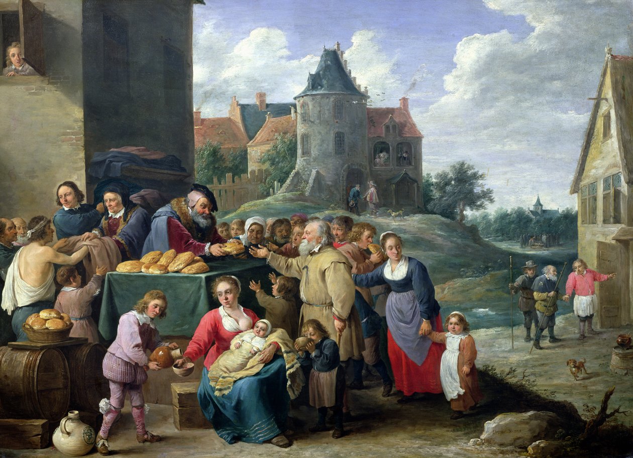七怜悯行为（油上卡） 作者 大卫·特尼尔斯（David Teniers）
