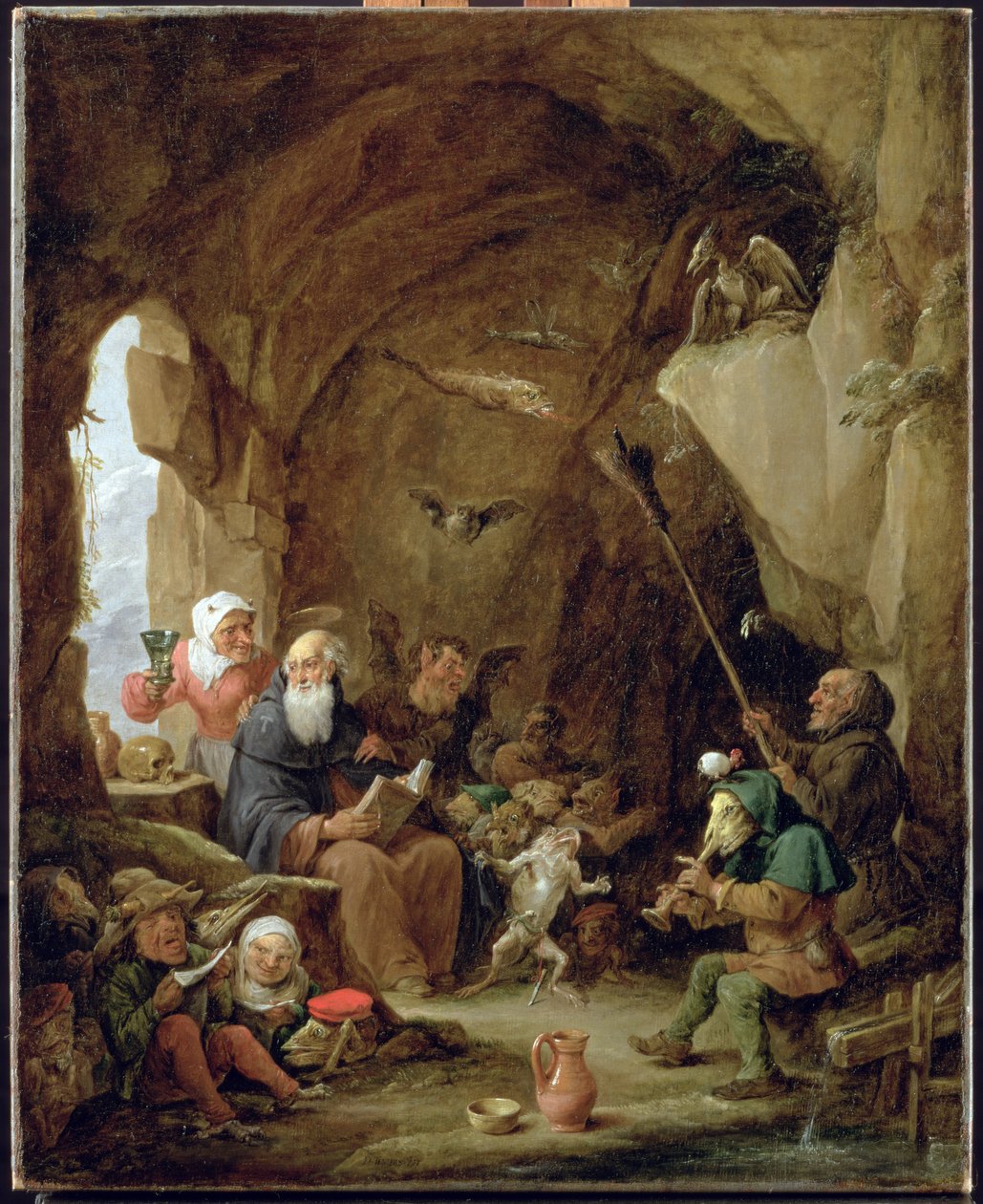 圣安东尼在岩石洞穴中的诱惑 作者 大卫·特尼尔斯（David Teniers）