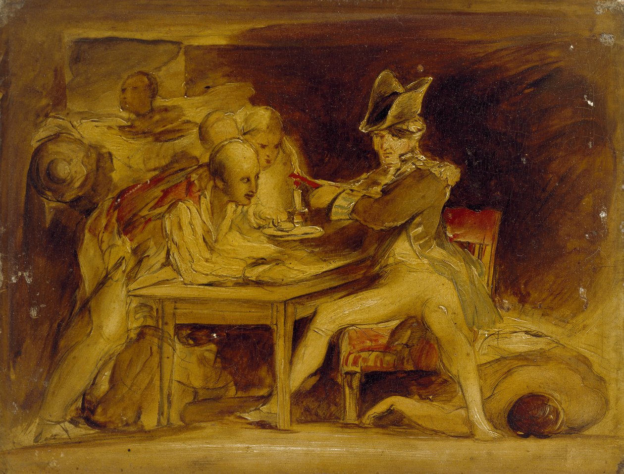 尼尔森封印哥本哈根的信，c。 1835年（面板上的油，作为图纸安装） 作者 大卫威尔基