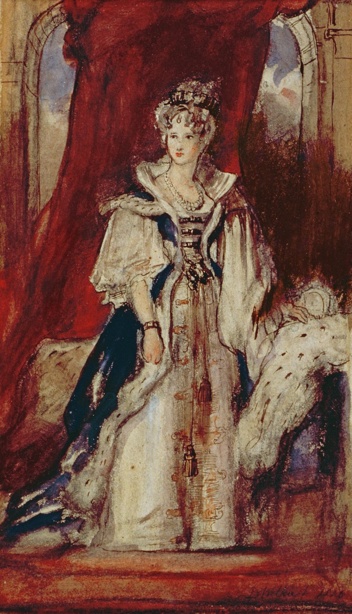 女王阿德莱德（1792-1849）1836年（笔和纸在纸上） 作者 大卫威尔基