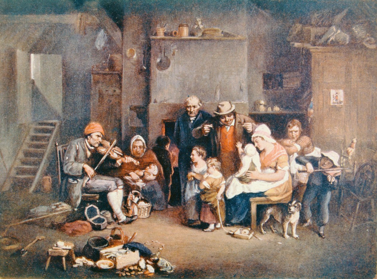 The Blind Fiddler，来自“伟大人物的伟大人物的生活”的插图，由Richard Wilson编辑，20世纪20年代 作者 大卫威尔基
