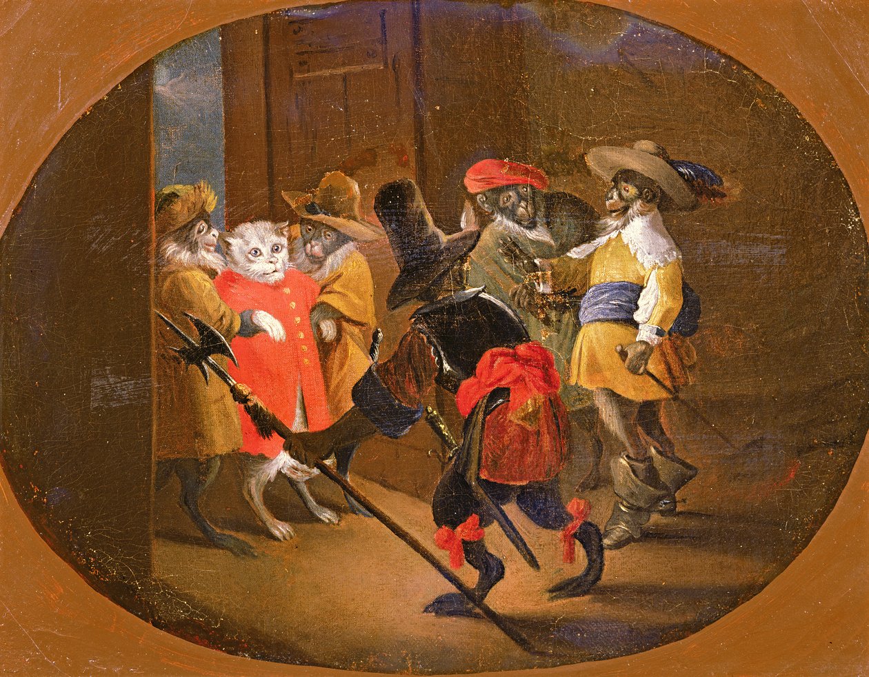 猴子伪装成士兵，带他们去找猫官 作者 大卫·特尼尔斯（David Teniers）