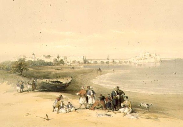 萨尔达，古西顿，1839年4月28日，图版73来自《圣地》第二卷，由路易斯-哈格（1806-85）雕刻出版。1843年（石印 作者 大卫（后）罗伯茨