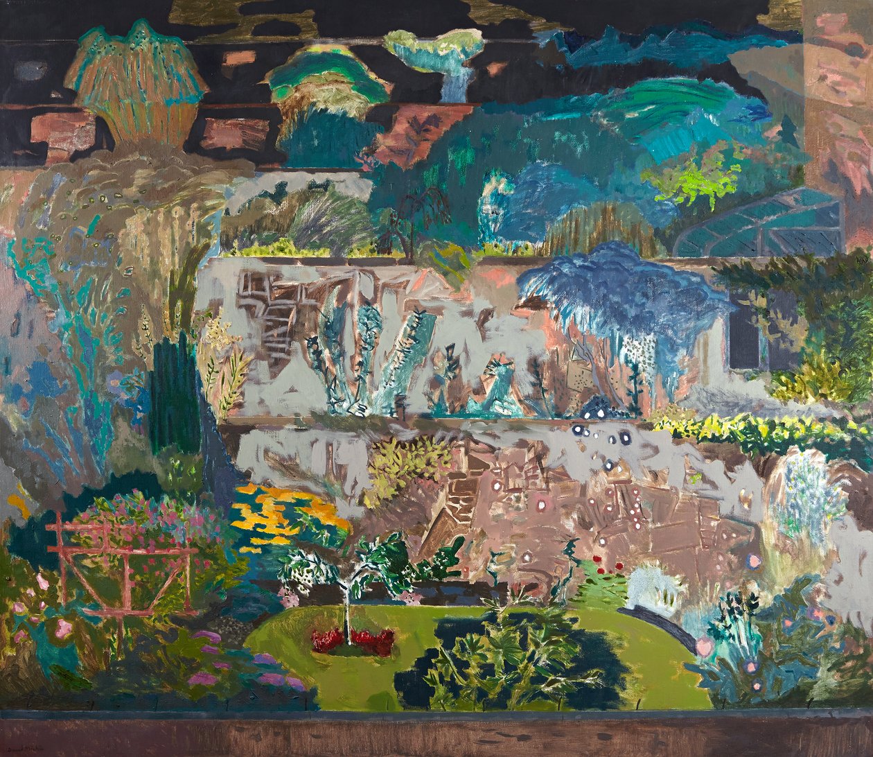 萨福克路后花园，c.1993（布面油画） 作者 大卫·艾伦·雷德帕特·米奇