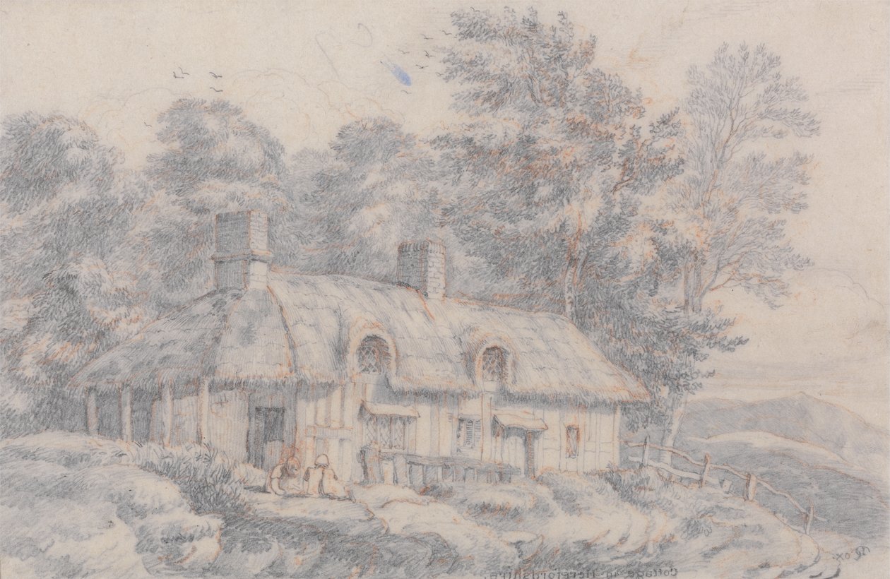 赫里福德郡的小屋，约1820年（纸上石墨） 作者 大卫·考克斯