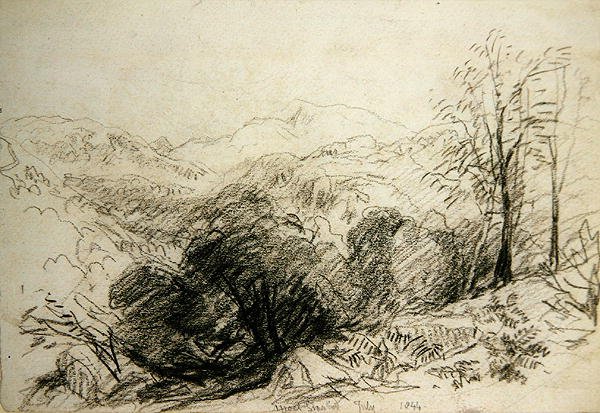 Moel Siabod（纸上粉笔画） 作者 大卫·考克斯