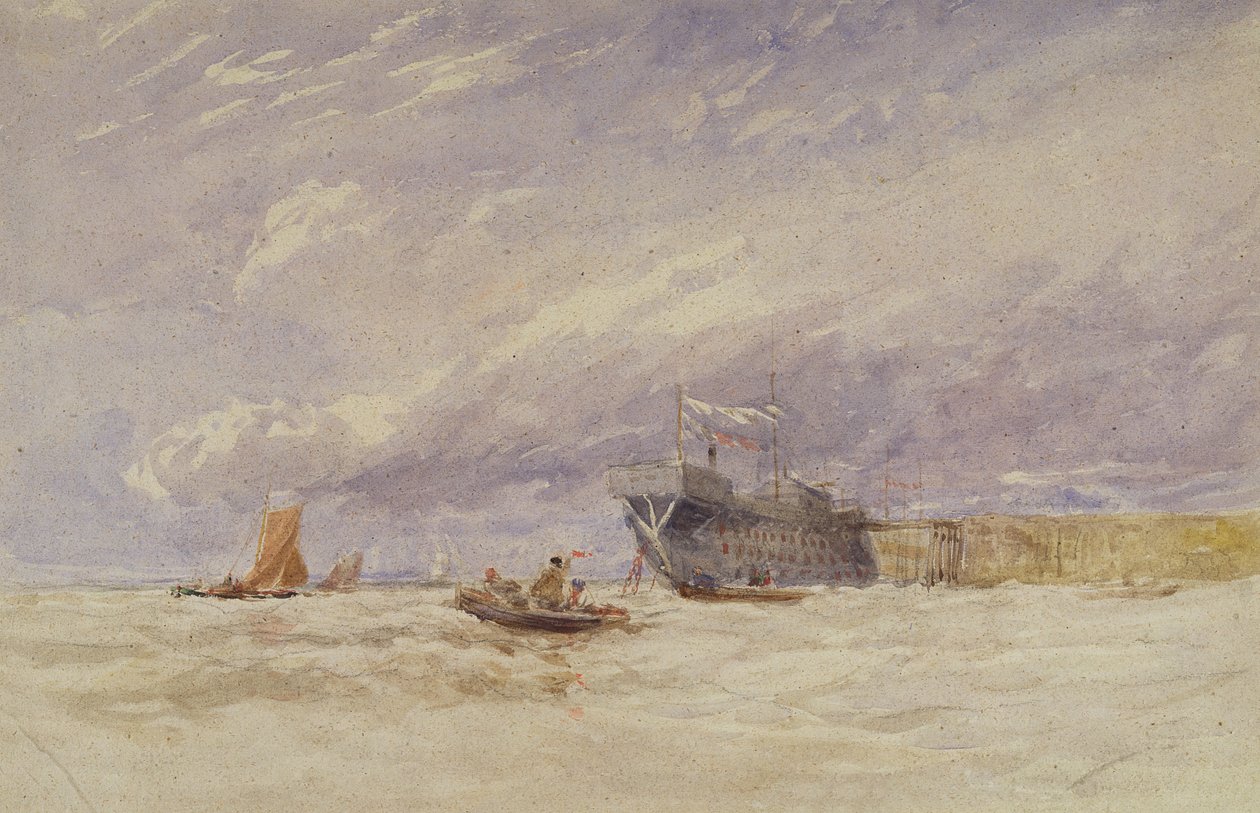 在梅德韦（Medway），c.1845-50（含纸上石墨上的车身颜色） 作者 大卫·考克斯