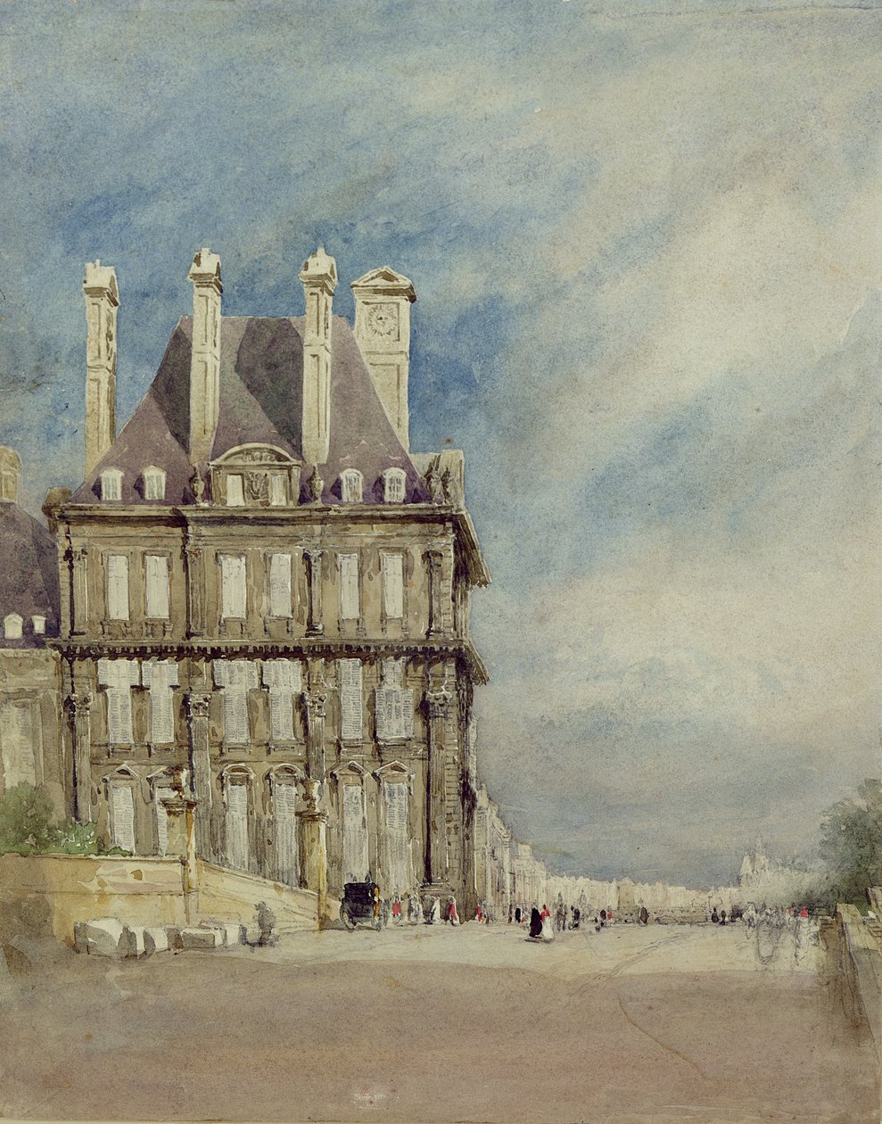 巴黎杜伊勒里宫（Pavillon de Flore），水彩和纸上水粉画 作者 大卫·考克斯