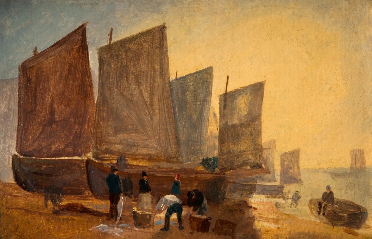 渔船，黑斯廷斯，1813年。 作者 大卫·考克斯（David Cox）
