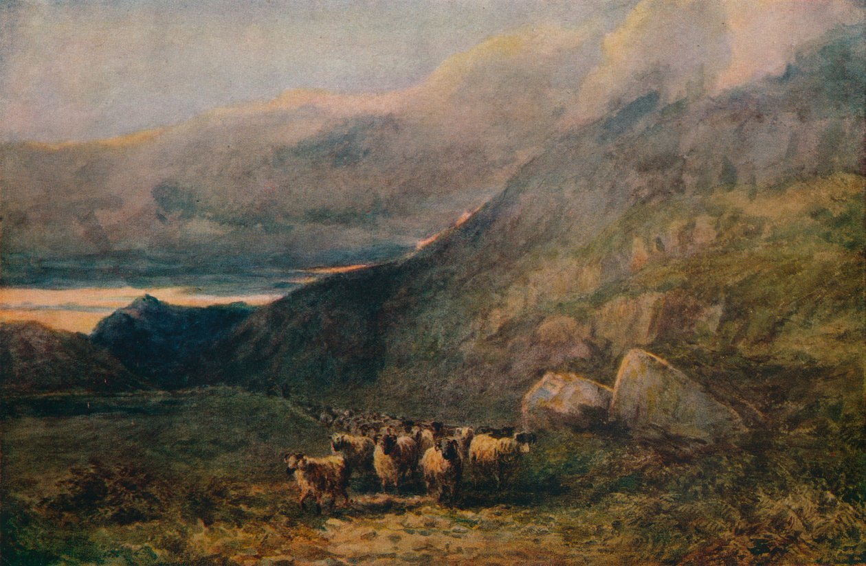 带睡眠的山路，c1838 作者 大卫·考克斯（David Cox）