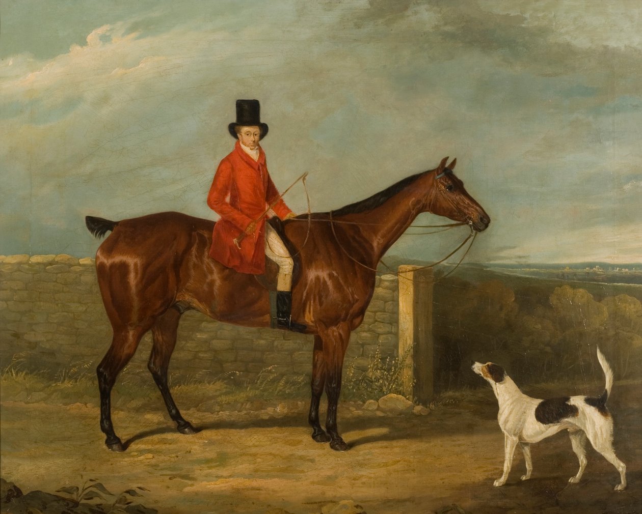 约翰霍尔肯特穿着狩猎服装坐在一匹马，1825年 作者 大卫·达比（David Dalby）
