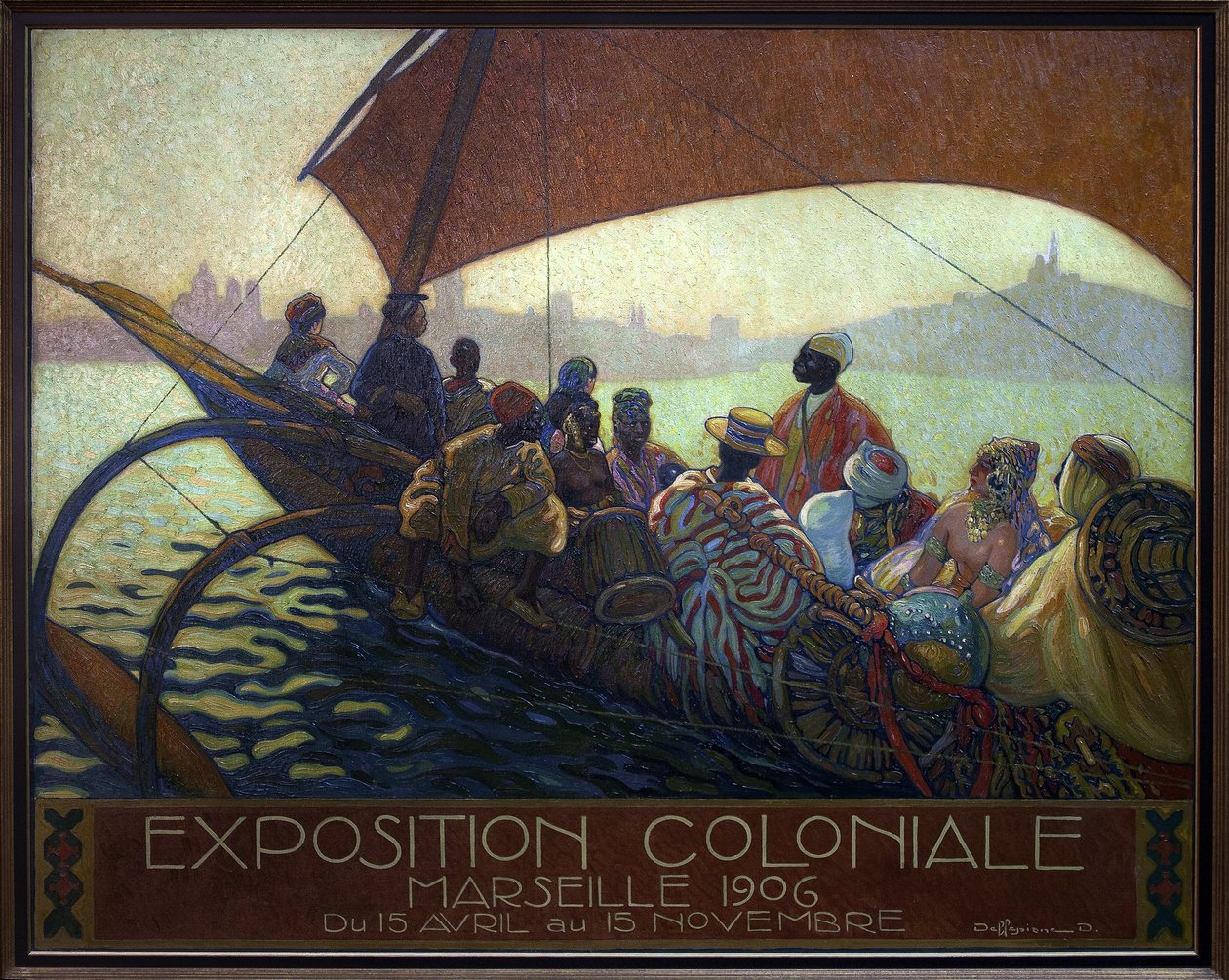 1906 年马赛殖民地展览。 David Dellepiane (1866-1932) 绘画，海报模型，布面油画 作者 戴维·德勒皮安妮