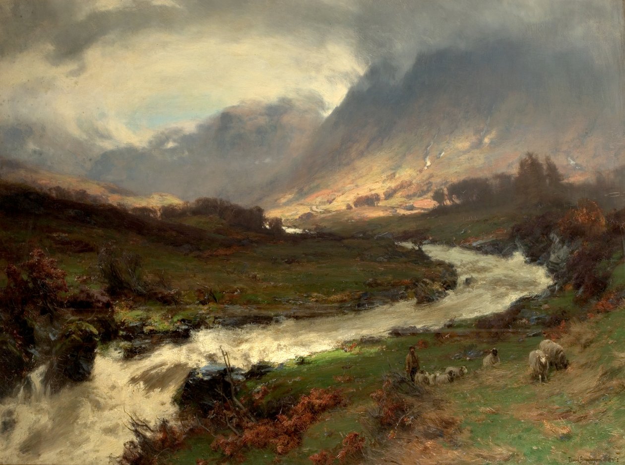 暴风雨中断，格伦里昂，苏格兰佩思郡，1891-92 作者 大卫·法夸森（David Farquharson）