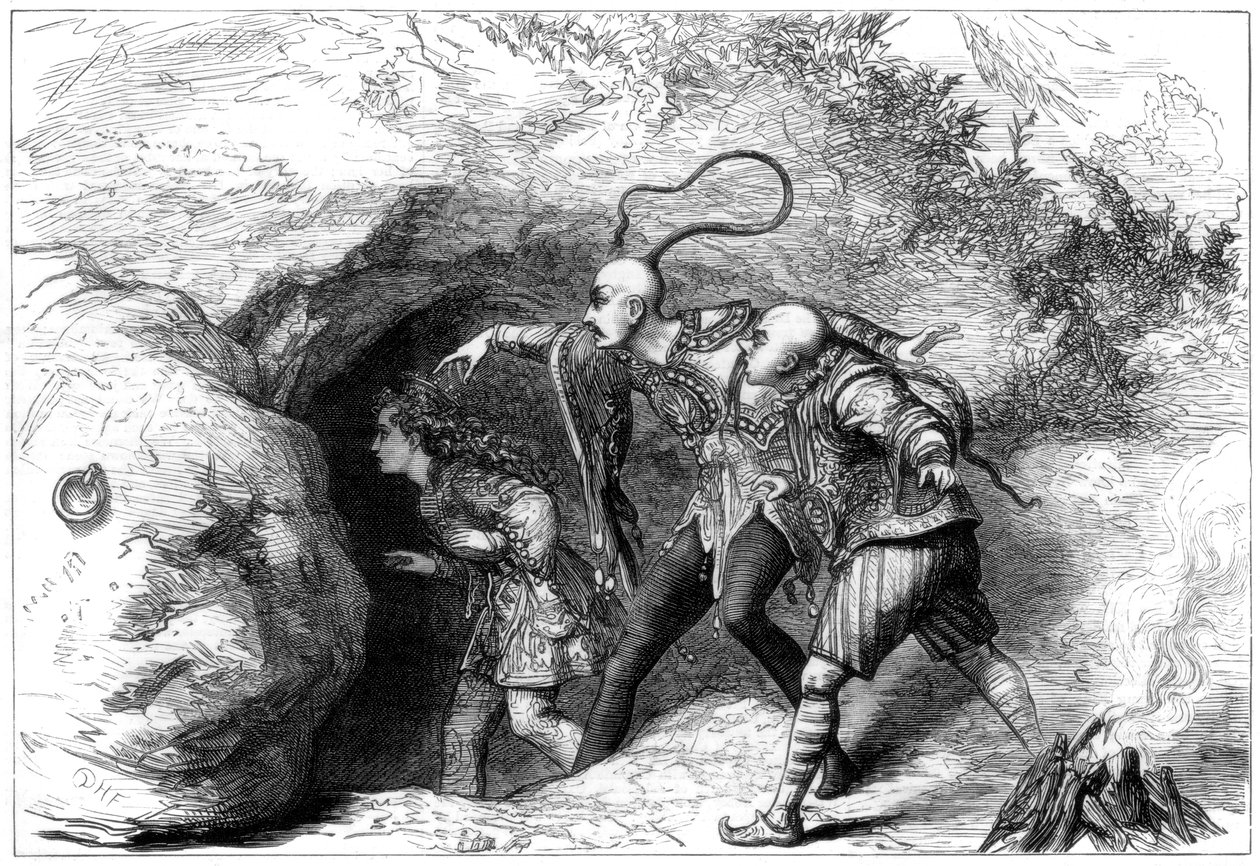 1875年在伦敦德鲁里巷剧院的阿拉丁和他的奇妙灯场景。 作者 大卫·亨利·弗里斯顿