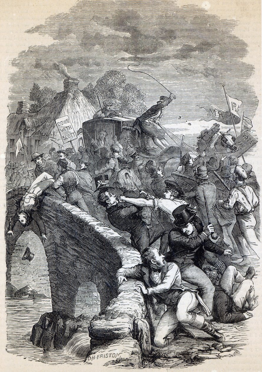 1837年霍伊克的选举骚乱，“卡塞尔的英国插图史”中的插图，出版于1895年 作者 大卫·亨利·弗里斯顿