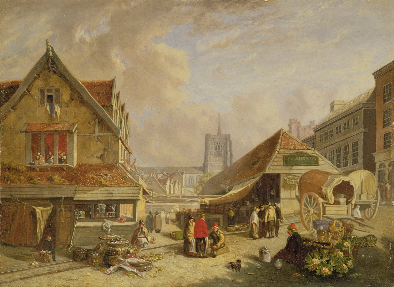 The Old Fishmarket，Norwich，1825 作者 大卫·霍奇森