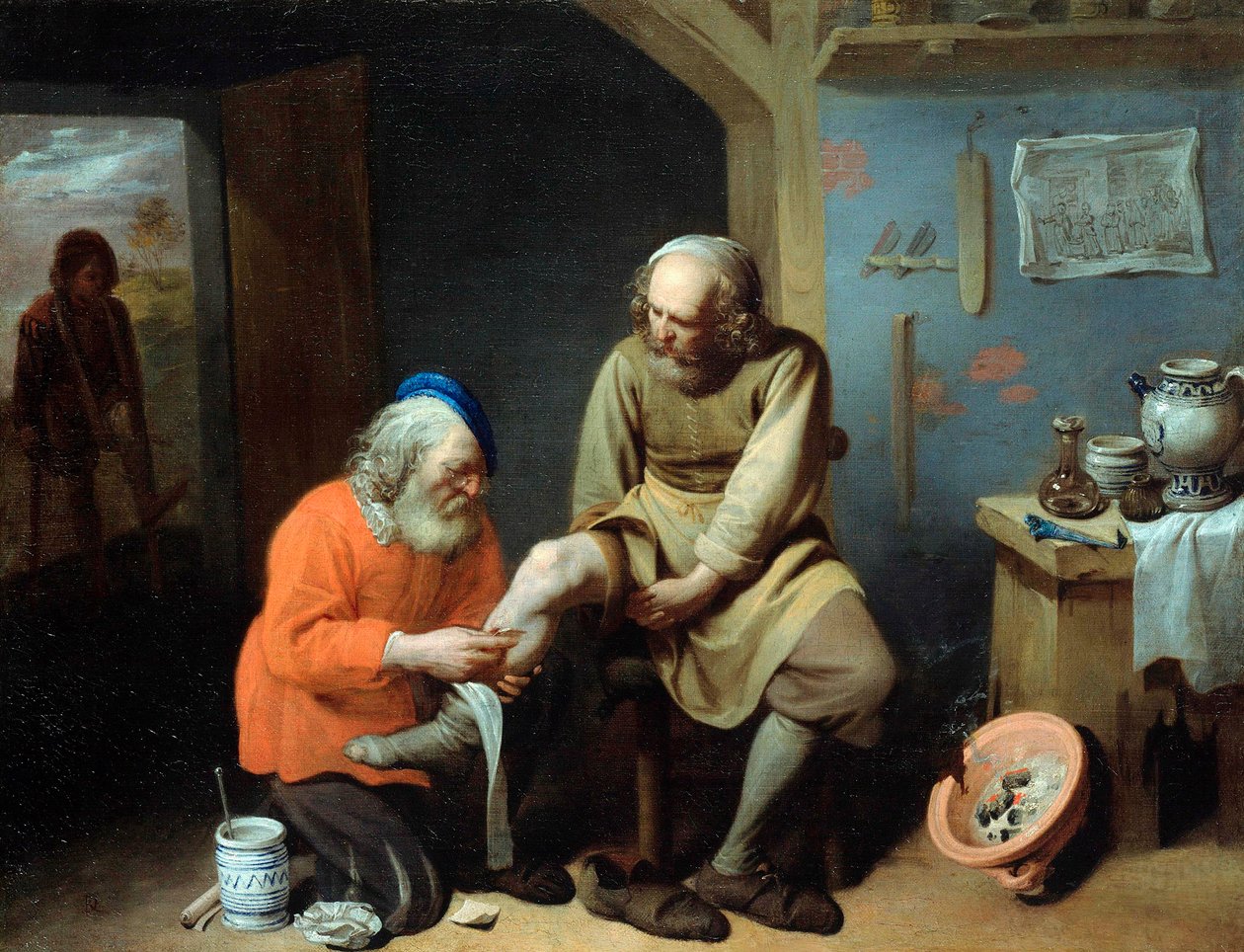 ""Le chirurgien de village"" (The Village Surgeon) Peinture de David Ryckaert III (Rijckaert) (1612 - 1661) Oil on canvas, Dim 49,2x64 cm Staatliche Museen, Berlin 作者 戴维三世·雷卡特