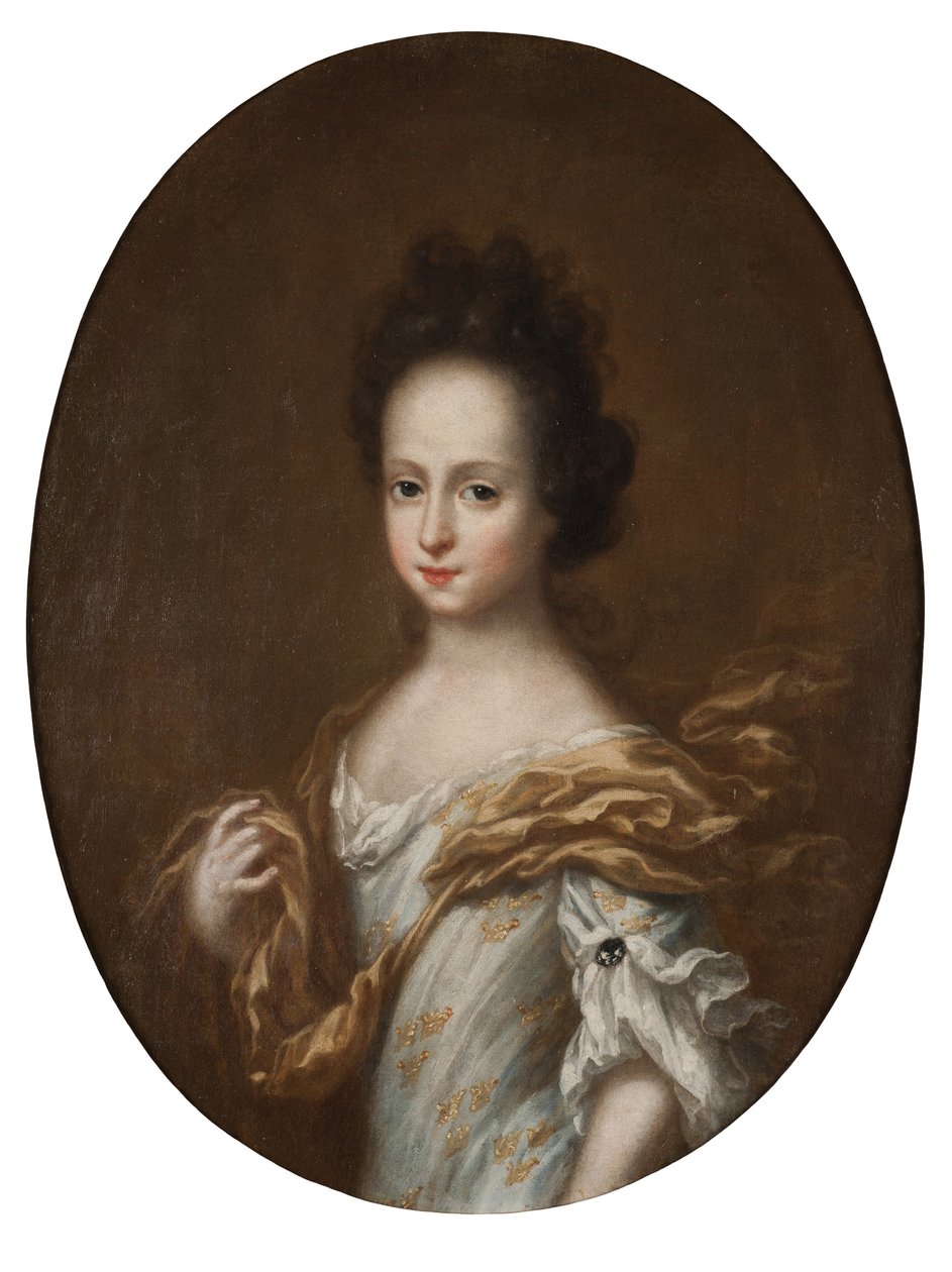 Edwige Sophie de Suede - 瑞典女王荷尔斯泰因-戈托普 (1681-1708) 公爵夫人海德维格·索菲亚 (Hedvig Sophia) 的肖像，由埃伦斯特拉尔 (Ehrenstrahl) 和大卫·克勒克 (David Kloecker)（1629-1698 年）绘制。 布面油画。 尺寸：74x57 厘米。 斯德哥尔摩国家博物馆 作者 大卫·克罗克（DavidKlöcker）荣誉光束