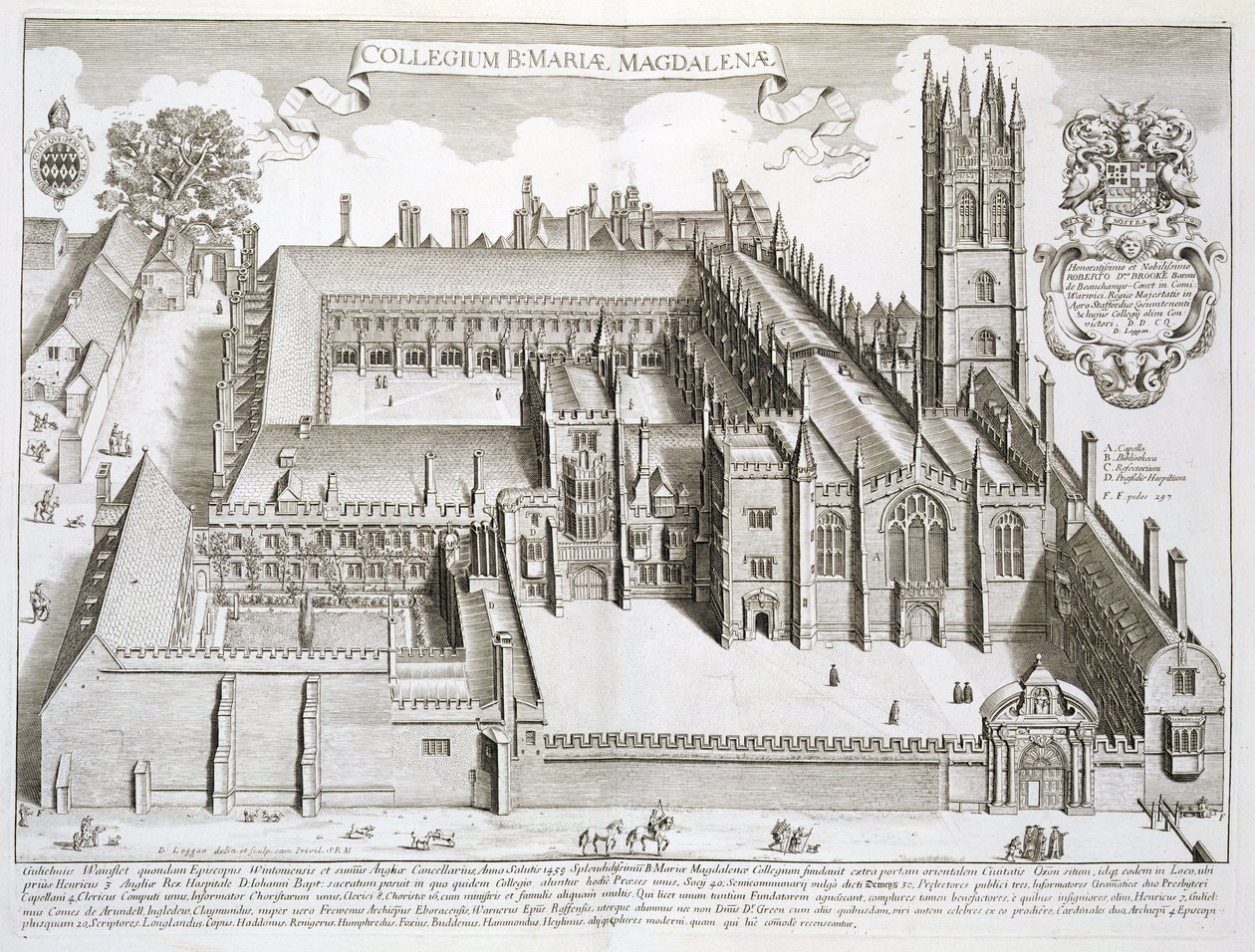 牛津大学莫德林学院，牛津说明”，1675出版 作者 大卫·洛根（David Loggan）