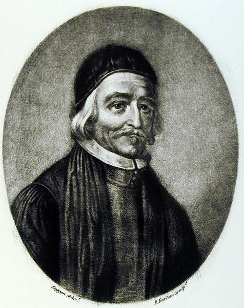 托马斯·贝利博士的肖像，由英国历史上杰出人物（mezzotint）的理查德·厄隆（1743-1822）刻。 作者 大卫·洛根（David Loggan）