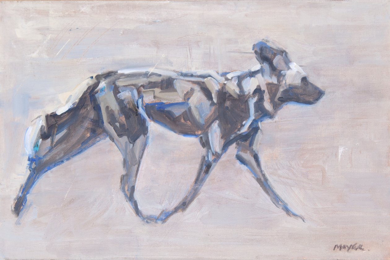 非洲彩绘狗（野狗），2024 年（布面油画） 作者 大卫·迈耶