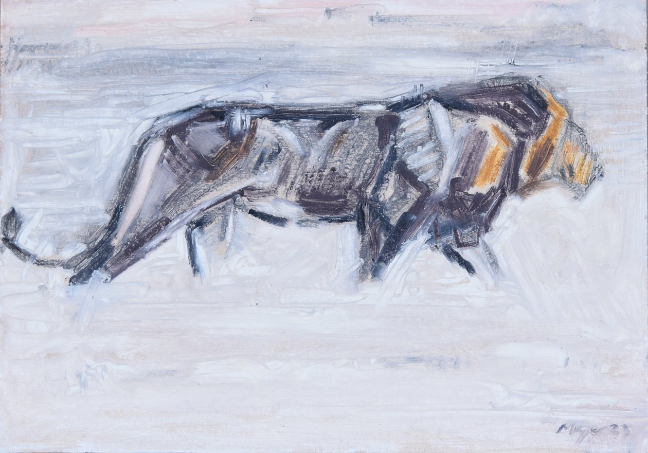 黄昏的狮子，2023 年（布面油画） 作者 大卫·迈耶
